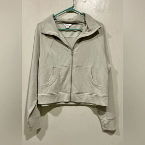 Danskins women’s size large zip up sweater. Olive Green. Gently worn.